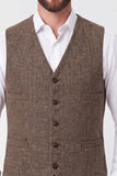 Chaleco marrón de monocruzamento masculino
