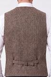 Chaleco marrón de monocruzamento masculino