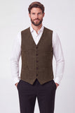 Chaleco marrón de monocruzamento masculino