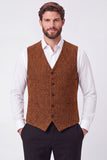 Chaleco marrón de monocruzamento masculino