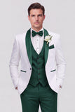 Trajes de boda de hombre de solapa azul de un solo botón con chal de tres piezas