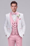 Trajes de boda de hombre de solapa azul de un solo botón con chal de tres piezas
