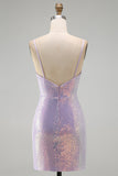 Vestido corto de bienvenida de Homecoming, Bodycon Bodycon Brillante y Cuello Hoodl