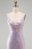 Vestido corto de bienvenida de Homecoming, Bodycon Bodycon Brillante y Cuello Hoodl