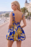 Vestido de bienvenida corto, corto de bienvenida Jacquard con escote bateau y burbuja, dobladillo fruncido en línea A