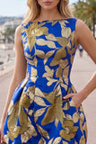 Vestido de bienvenida corto, corto de bienvenida Jacquard con escote bateau y burbuja, dobladillo fruncido en línea A