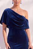 Vestido formal largo asimétrico asimétrico de sirena burdeos