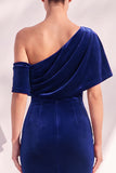 Vestido formal largo asimétrico asimétrico de sirena burdeos