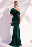 Vestido formal largo asimétrico asimétrico de sirena burdeos