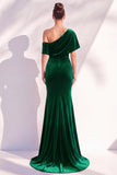 Vestido formal largo asimétrico asimétrico de sirena burdeos