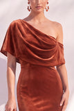 Vestido formal largo asimétrico asimétrico de sirena burdeos
