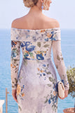 Vestido formal de flores sin tirantes y funda de flor rosa roja con abertura