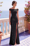 Camisas de manga sirena con lentejuelas champán Vestido formal largo con abertura