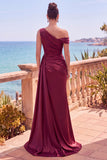 Vestido formal largo asimétrico asimétrico de sirena con serpentina lateral