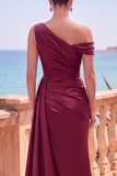 Vestido formal largo asimétrico asimétrico de sirena con serpentina lateral
