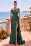 Vestido formal largo asimétrico asimétrico de sirena con serpentina lateral