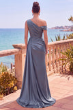 Vestido formal largo asimétrico asimétrico de sirena con serpentina lateral