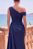 Vestido formal largo asimétrico asimétrico de sirena con serpentina lateral