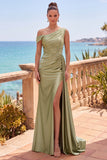 Vestido formal largo asimétrico asimétrico de sirena con serpentina lateral