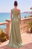 Vestido formal largo asimétrico asimétrico de sirena con serpentina lateral