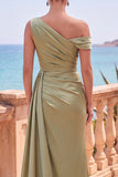 Vestido formal largo asimétrico asimétrico de sirena con serpentina lateral