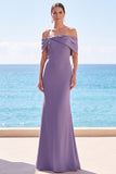 Vestido formal largo de sirena arrugado gris morado y púrpura