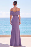 Vestido formal largo de sirena arrugado gris morado y púrpura