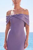 Vestido formal largo de sirena arrugado gris morado y púrpura