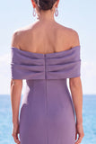 Vestido formal largo de sirena arrugado gris morado y púrpura