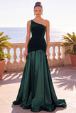 Vestido maxi fruncido de terciopelo sirena de un solo hombro burdeos