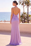 Blush con cuello halter y lentejuelas bordado sirena fruncido con cuentas y vestido largo formal
