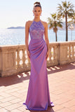 Vestido formal largo de sirena de sirena con escote húpedero