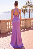 Vestido formal largo de sirena de sirena con escote húpedero