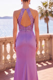 Vestido formal largo de sirena de sirena con escote húpedero