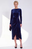 Vestido de Madre de la Novia de Terciopelo Azul Marino
