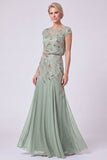 Vestido Batueau A-Line Long con cuentas azul marino Madre de la novia