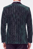 Trajes de hombre de terciopelo de solapa de dos piezas verde oscuro con lentejuelas