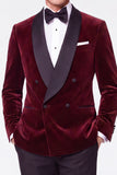 Trajes de baile de fin de curso de dos piezas de terciopelo chalado de dos piezas para hombres de dos piezas y cruzados