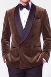 Trajes de baile de fin de curso de dos piezas de terciopelo chalado de dos piezas para hombres de dos piezas y cruzados