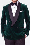 Trajes de baile de fin de curso de dos piezas de terciopelo chalado de dos piezas para hombres de dos piezas y cruzados