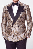 Trajes de baile de fin de curso de dos piezas de dos piezas de doble cruzamento Jacquard Peak de dos piezas