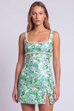 Vestido de Bodycon Mini Homecon Bodycon con perlas florales azul claro y abertura