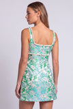 Vestido de Bodycon Mini Homecon Bodycon con perlas florales azul claro y abertura