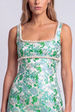 Vestido de Bodycon Mini Homecon Bodycon con perlas florales azul claro y abertura
