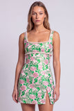 Vestido de Bodycon Mini Homecon Bodycon con perlas florales azul claro y abertura