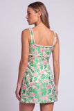 Vestido de Bodycon Mini Homecon Bodycon con perlas florales azul claro y abertura