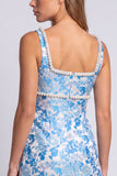 Vestido de Bodycon Mini Homecon Bodycon con perlas florales azul claro y abertura