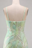 Vestido corto bodycon bodycon de bienvenida a casa con lentejuelas verde menta y escote en V