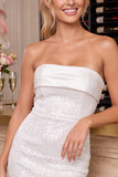 Vestido de Mini Homecoming de lentejuelas bodycon sin tirantes rosa