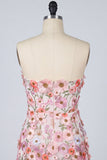 Vestido Mini de Bienvenida a Casa Bodycon Rosa Floral Aplicada
